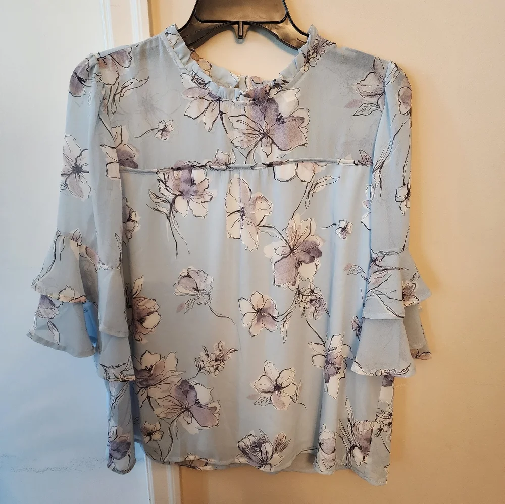 Light blue floral blouse